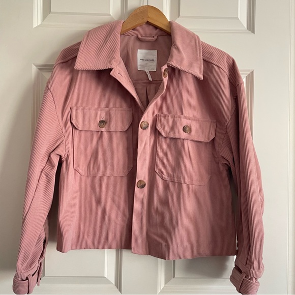 Avec Les Filles Blush Utility Jacket women’s cropped corduroy shirt jacket - Picture 2 of 8